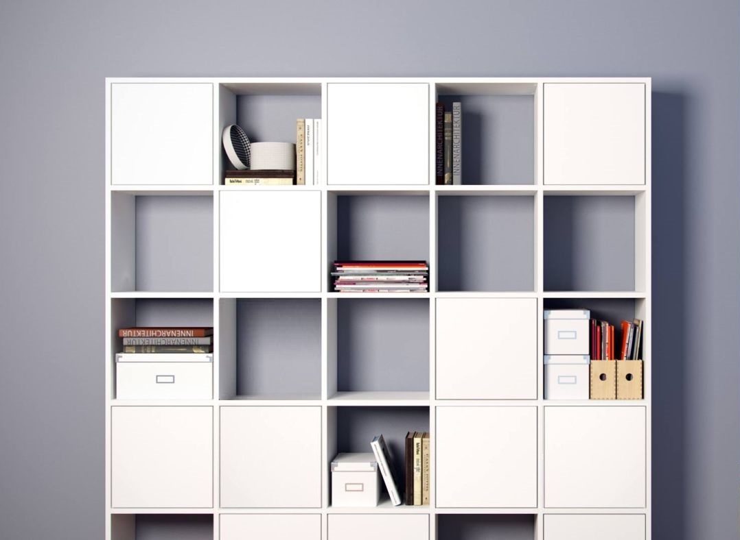 A beautiful white stand in a lavender room.